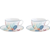 Product Easy Life 2-Piece Set of Sea Breeze Porcelain Cups & Saucers 12x12x6cm 110ml Blue/Red thumbnail image