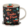 Product Ladelle Christmas Mugs with Coaster Set 2pcs Sant Paws Dasher Christmas Blue Porcelain 350ml thumbnail image