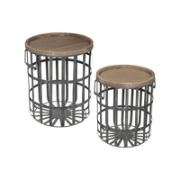 Product Atmosphera Facto Industrial Style Τραπεζάκια Σαλονιού 2 Τεμαχίων 41cm Γκρι base image