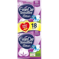 Product Every Day Ultra Plus Maxi Night Sensitive Σερβιέτες με Φτερά Economy 18τμχ base image