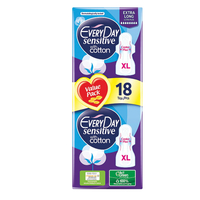Product Everyday Σερβιέτες Xl Sensitive With Cotton Extra Long Ultra Plus 18τμχ base image