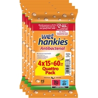 Product Wet Hankies Quattro Pack Antibacterial Hand Wipes, 60-pack base image