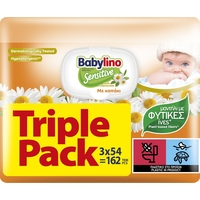 Product Babylino Chamomile Baby Wipes with Lid, Triple Pack 3x54 pcs base image