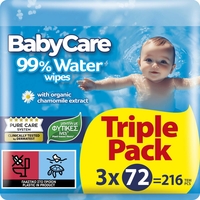Product Baby Care Water 99% Υγρά Μαντηλάκια Για Μωρά 3×72τεμ base image