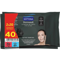 Product Septona Wipes Cosmetics Micellar Καθαρισμού Προσώπου με Ενεργό Άνθρακα 2x20 Τεμάχια base image