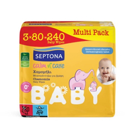 Product Septona Calm n' Care Chamomile Baby Wipes Μωρομάντηλα με Χαμομήλι & Βιταμίνη Ε 3x80τεμ. base image