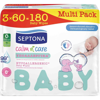 Product Septona Calm N Care Hypoallergenic Baby Wipes 99% Water 180 pcs base image