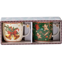 Product Marva Home Πράσινες Καμπάνες Σετ 2 Κούπες Πορσελάνινες $350\text{ml}$ Κουτί Δώρου base image