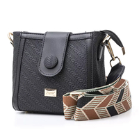 Product Fragola Γυναικείο Τσαντάκι Χιαστί Με Κουμπί Ψάθινο Black base image