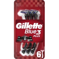 Product Gillette Blue 3 Plus Red Disposable Razors, 6-pack base image
