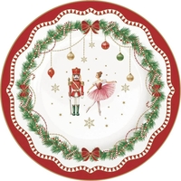 Product Easy Life Magie De Noel Cake Plate Πιάτο Γλυκού Πορσελάνη 19cm White Red Green With Goldrim base image