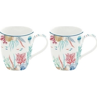 Product Easy Life 2-Piece Set of Sea Breeze Porcelain Mugs 12x9x10cm 350ml Blue/Red base image
