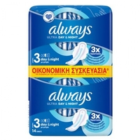 Product Always Σερβιέτες Ultra Day & Night No3 με Φτερά Duo Pack 14τμχ base image