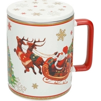 Product Christmas Porcelain Mug With Lid & Stainless Strainer Κούπα Με Καπάκι & Σουρωτήρι Ανοξείδωτο base image