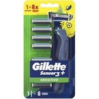 Product Gillette Ανδρική Ξυριστική Μηχανή με Εργονομική Λαβή & 8 Ανταλλακτικές Κεφαλές Sensor3+ Sensitive base image