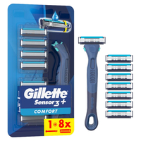 Product Gillette Ανδρική Ξυριστική Μηχανή με Εργονομική Λαβή & 8 Ανταλλακτικές Κεφαλές Sensor3+ Comfort base image