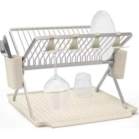 Product Brabantia SinkSide Large Foldable Metal Dish Rack 33 x 51 x 42 cm, 17 Compartments, Soft Beige base image