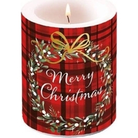Product Christmas Plaid Red Candle Κερί Καρό Κόκκινο 12cm base image