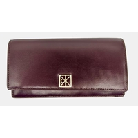Product Calvin Klein Γυναικείο Μεγάλο Πορτοφόλι Δίπτυχο Δερμάτινο με Μεταλλικό Logo Μπορντό base image