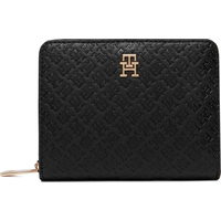 Product Tommy Hilfiger Women's Medium Wallet TH Icon Medium Zip-Around With Flap Mono Black base image
