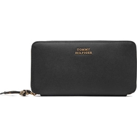 Product Tommy Hilfiger Women's Large TH Leather Zip-Around Wallet, Black base image