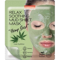 Product Purederm Relax Soothing Mud Sheet Mask Hemp Seed Vegan Μάσκα Προσώπου Με Πηλό & Σπόρους Κάνναβης 15g base image