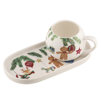 Product Ashdene Κούπα 200ml & Πιατάκι 19cm Πορσελάνης Hanging Out for Christmas Σετ 2τμχ base image