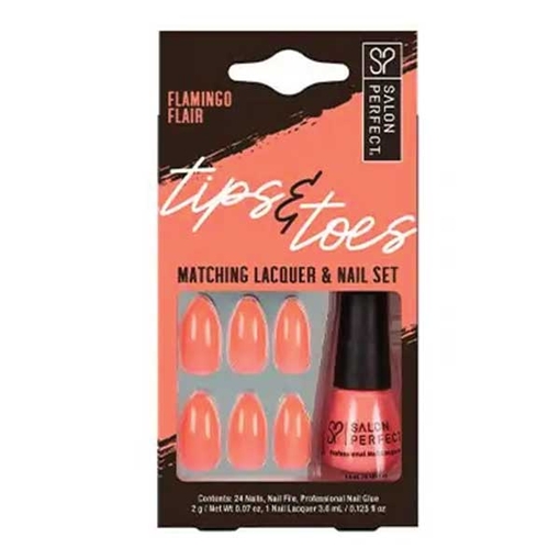 Product Salon Perfect Tips & Toes Matching Lacquer and Nail Set - Flamingo Flair base image
