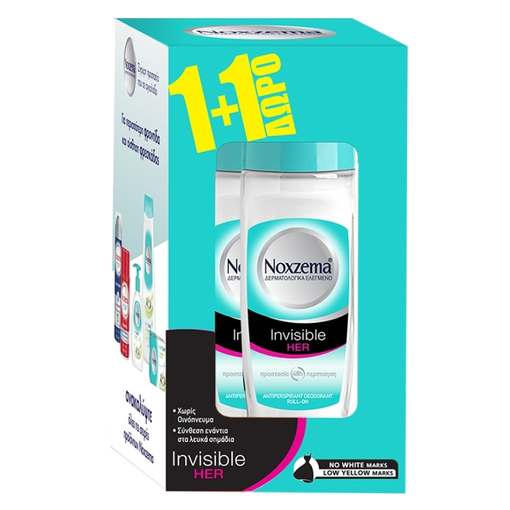 Product Noxzema Roll-on Invisible Her 2x50ml 1+1 Δώρο base image