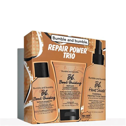 Product Bumble and Bumble Women's Hair Care Repair Power Trio Gift Set: Heat Shield Thermal Protection Hair Mist 125ml & Bond-Building Hair Repair Conditioner 60ml & Bond-Building Hair Repair Shampoo 60ml base image