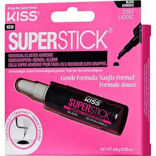 Product Kiss Superstick Individual/Cluster Lash Adhesive Black 6.5g base image