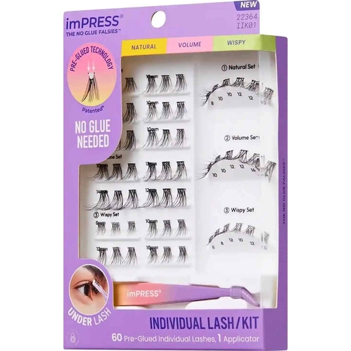 Product Kiss imPRESS Pre-glued Individual Lash Kit 01 Σετ Ψεύτικες Βλεφαρίδες 1 Τεμάχιο - 01 base image