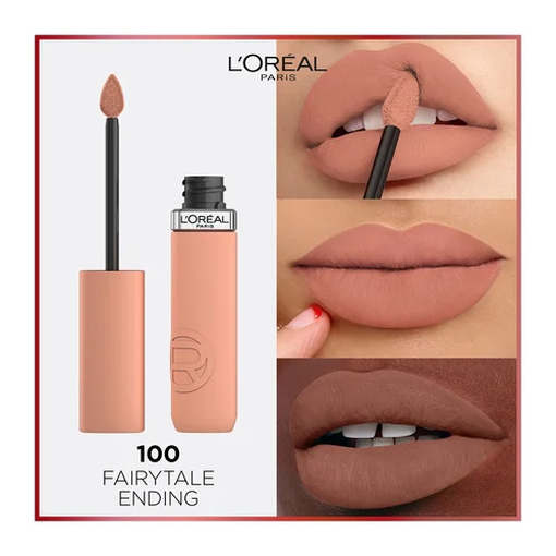 Product L'Oreal Κραγιόν Υγρό Ματ Infallible Matte Resistance 5ml | Απόχρωση 100 Fairytale Ending base image