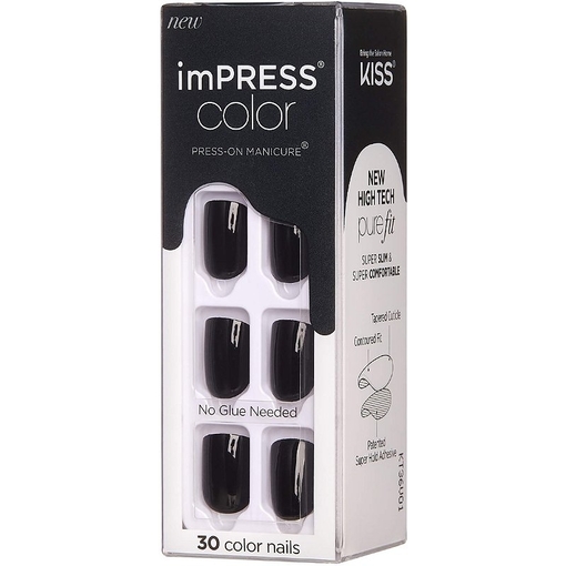 Product Kiss imPRESS Color Press-on Manicure - All Black base image