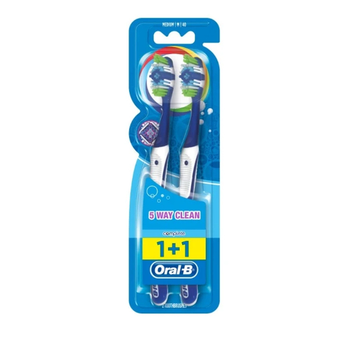 Product ORAL ShadeB Complete Clean 5 Way 40 Medium Medium Toothbrush with 5 Cleaning Belts in Various Colors | Πακέτο Προσφοράς Συσκευασία 1+1 base image