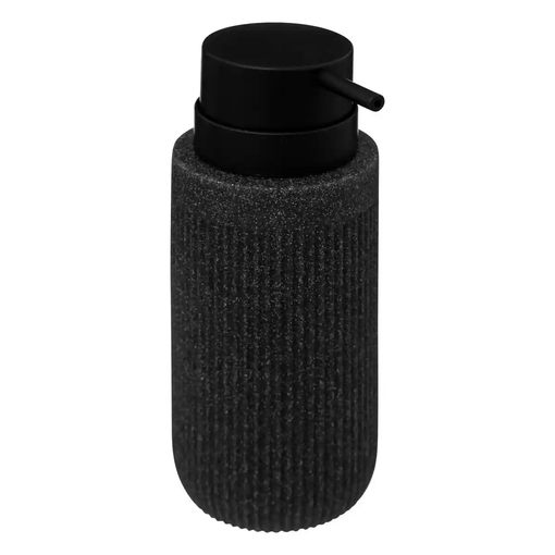 Product Marva Onyx Black Polyresin Soap Dispenser 7x7x17.4cm 310ml Black base image