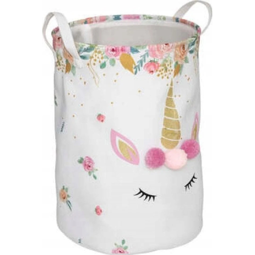 Product Atmosphera A-S Unicorn Πτυσσόμενο Καλάθι Παιχνιδιών 35x50cm - White base image