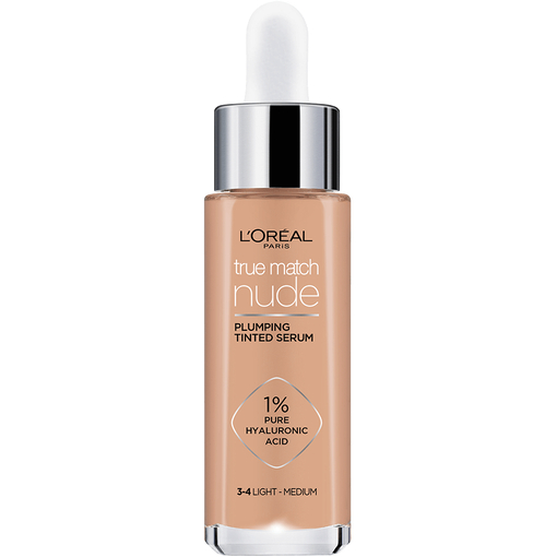 Product L'Oréal Paris True Match Nude Tinted Serum Foundation Ενυδατικό Serum Μακιγιάζ με Υαλουρονικό Οξύ 30ml - 3-4 Light Medium base image
