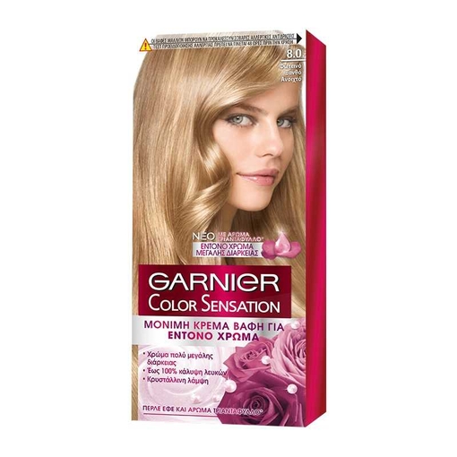 Product Garnier Color Sensation 40ml | Απόχρωση 8.0 Φωτεινό Ξανθό Ανοιχτό base image