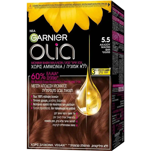 Product Garnier Olia Μόνιμη Βαφή Μαλλιών Χωρίς Αμμωνία 60ml - 5.5 Ακαζού Μαονί base image