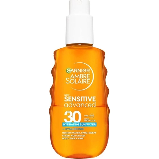 Product Garnier Ambre Solaire Sensitive Advanced Hydrating Sun Water SPF30 Ενυδατικό Αντηλιακό Νερό 150ml base image