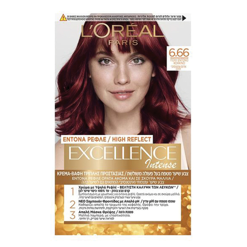 Product L’Oreal Excellence Intense Crème Βαφή Μαλλιών 48ml - No 6.66 Πολύ 'Εντονο Κόκκινο base image