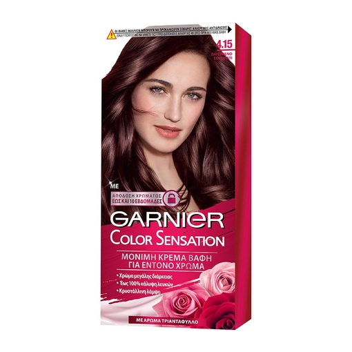 Product Garnier Color Sensation Μόνιμη Κρέμα Βαφή Για Έντονο Χρώμα 40ml - 4.15 Παγωμένο Σοκολατί base image