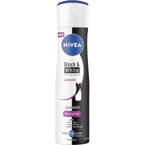 Product Nivea Black & White Invisible Authentic Dual Shield Women's Deodorant 150ml base image