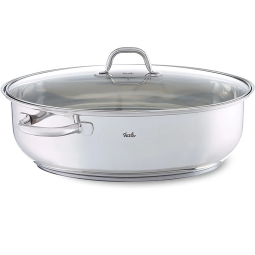 Product Fissler Stainless Steel Frying Pan with Glass Lid 38cm. base image