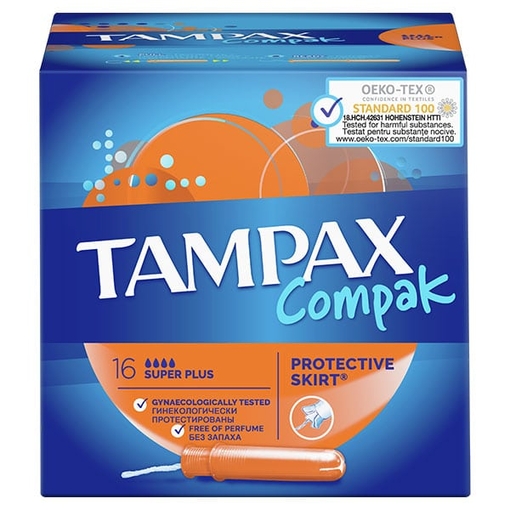 Product Tampax Compak Super Plus Με Απλικατέρ Για Προστασία & Διακριτικότητα, 16τεμ base image