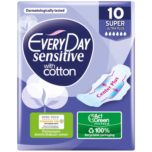 Product Every Day Ultra Plus Super Sensitive Sanitary Napkins 10-pack base image