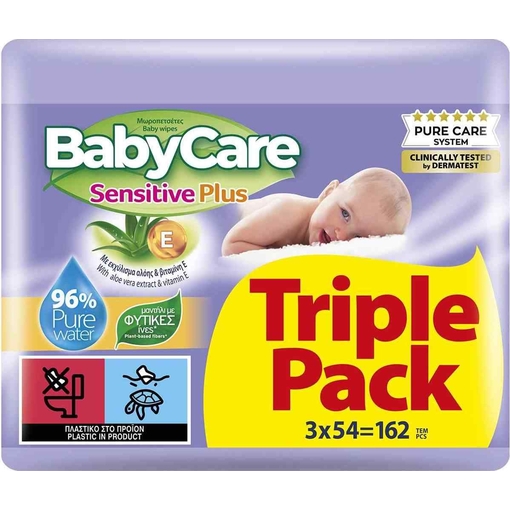 Product BabyCare Sensitive Plus Μωρομάντηλα 162τμχ (3x54τμχ) base image