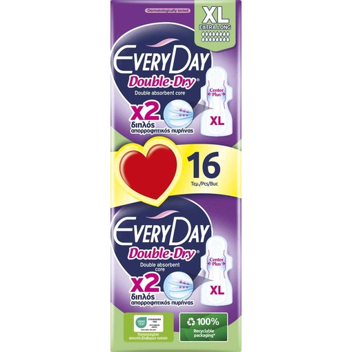 Product Every Day Ultra Dry Extra Long Σερβιέτες με Φτερά 16τμχ base image