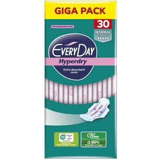 Product Every Day Ultra Plus Hyperdry Normal Σερβιέτες με Φτερά Giga Pack 30τμχ base image